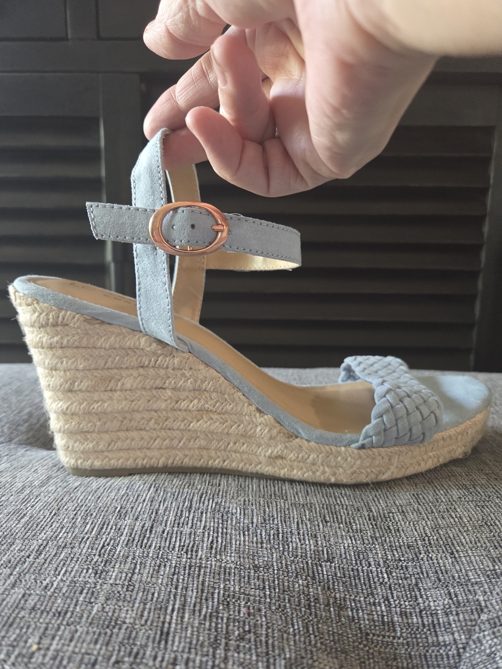 LC Lauren Conrad Lapis Blue Braided Wedge Sandals Size 10